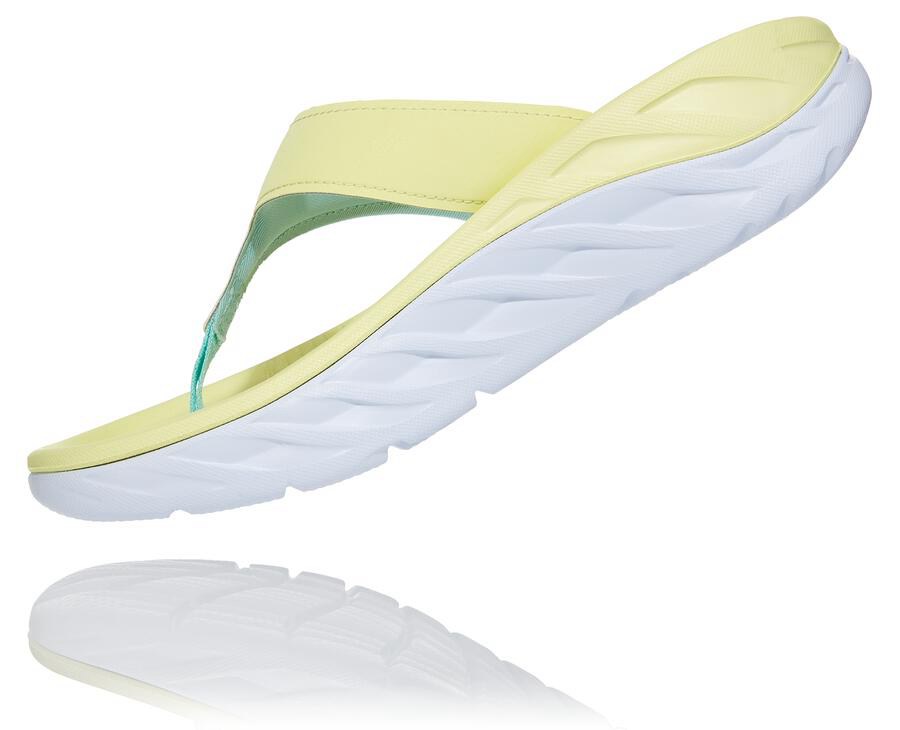 Sandalias Hoka One One Mujer Amarillos/Blancos - Ora Recovery Flip - HSUD03168